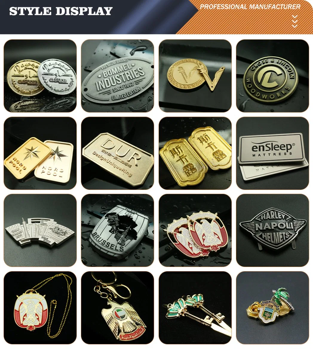 Metal Craft Advertising Logo Label Promotional Gift Anime Coin Sticker Pendant Emblem Name Plate Badge Keychain