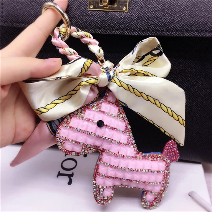 FT090 Horse Shape Cute Designer Glitter Girl Metal Crystal Luxury Key Chain Accessories Charm Women Bag Accessory Keychain for Bags